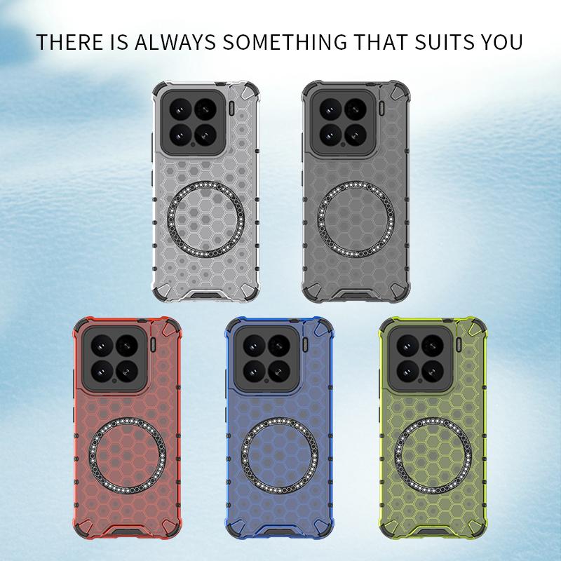 For Xiaomi 15 Pro Honeycomb Magnetic Ring Shockproof Phone Case(White)