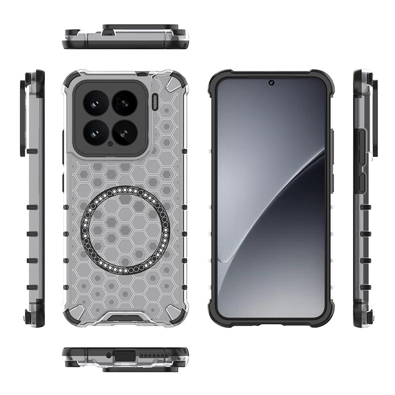 For Xiaomi 15 Pro Honeycomb Magnetic Ring Shockproof Phone Case(White)