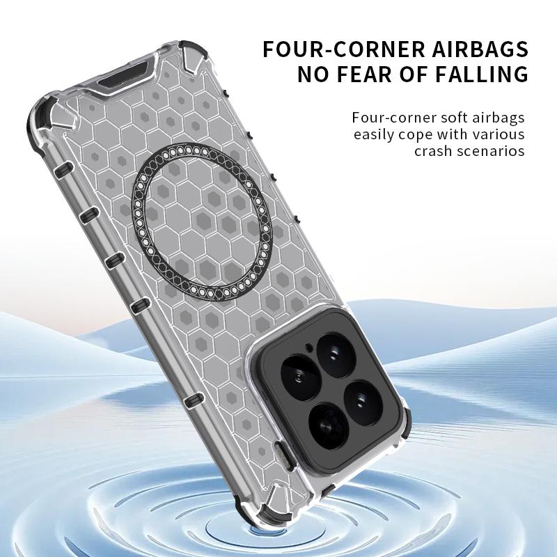 For Xiaomi 15 Pro Honeycomb Magnetic Ring Shockproof Phone Case(White)