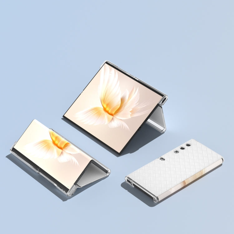 For Honor V Purse Woven Texture Transparent Frame PU Phone Case(White)