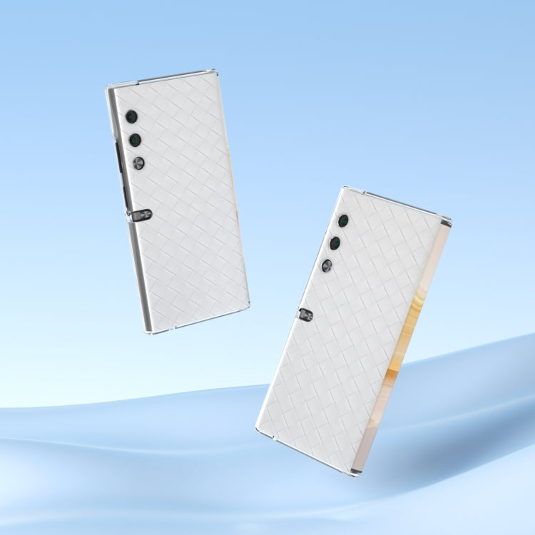 For Honor V Purse Woven Texture Transparent Frame PU Phone Case(White)