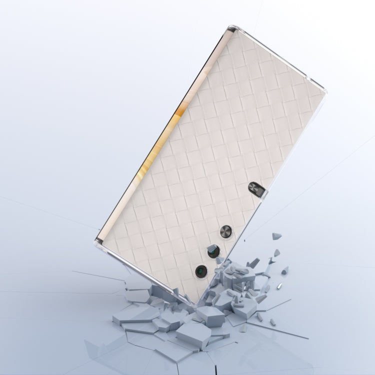 For Honor V Purse Woven Texture Transparent Frame PU Phone Case(White)