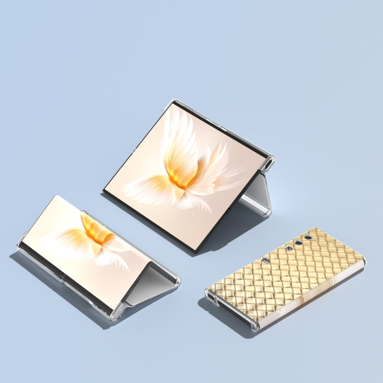 For Honor V Purse Woven Texture Transparent Frame PU Phone Case(Gold)