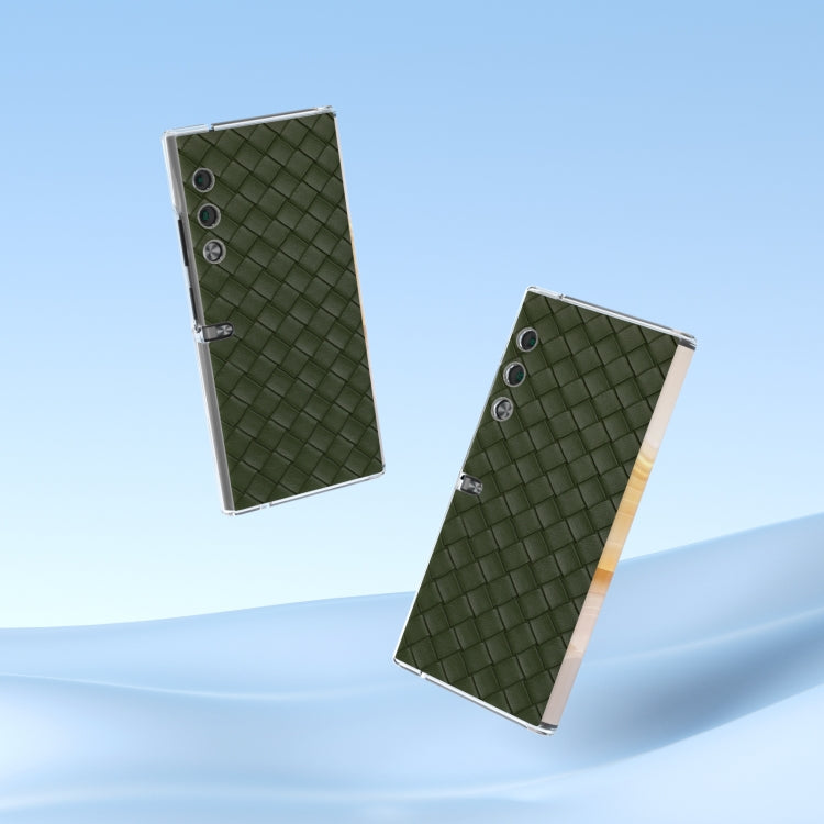 For Honor V Purse Woven Texture Transparent Frame PU Phone Case(Green)