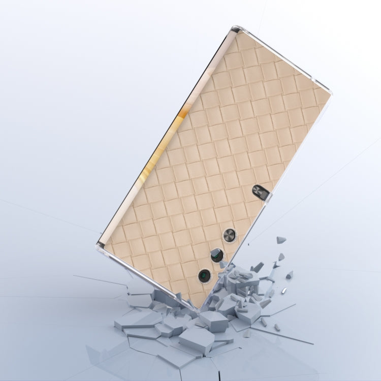 For Honor V Purse Woven Texture Transparent Frame PU Phone Case(Beige)