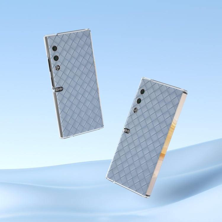 For Honor V Purse Woven Texture Transparent Frame PU Phone Case(Light Blue)