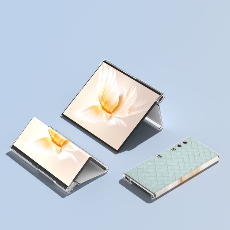 For Honor V Purse Woven Texture Transparent Frame PU Phone Case(Light Green)