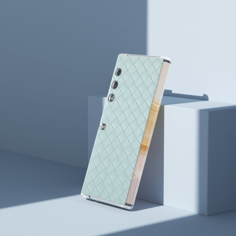 For Honor V Purse Woven Texture Transparent Frame PU Phone Case(Light Green)
