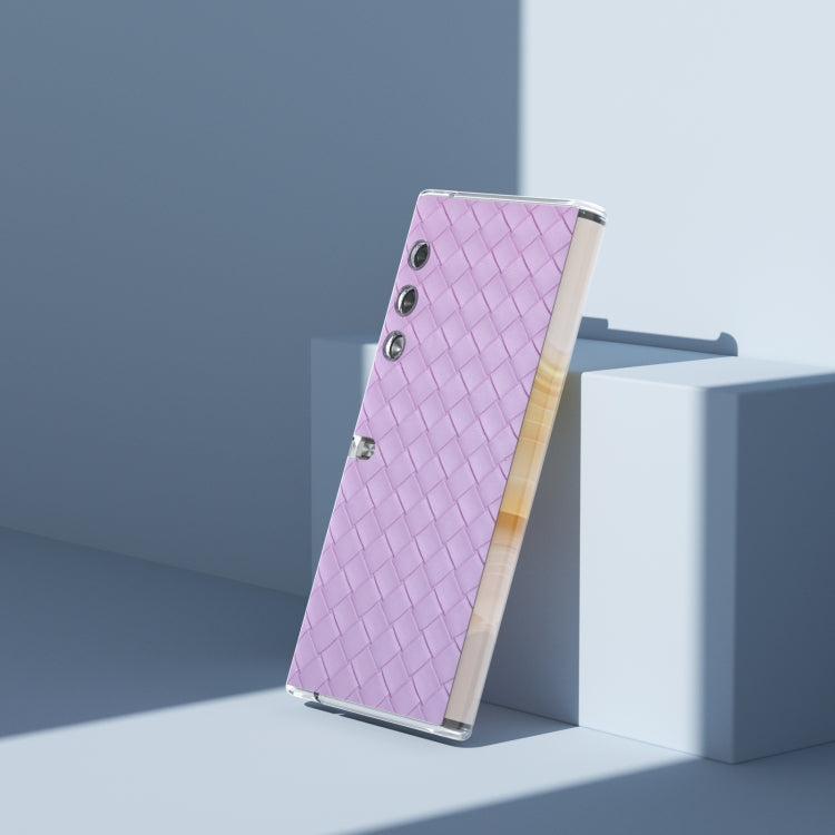 For Honor V Purse Woven Texture Transparent Frame PU Phone Case(Purple)