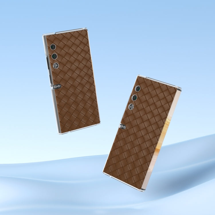 For Honor V Purse Woven Texture Transparent Frame PU Phone Case(Brown)