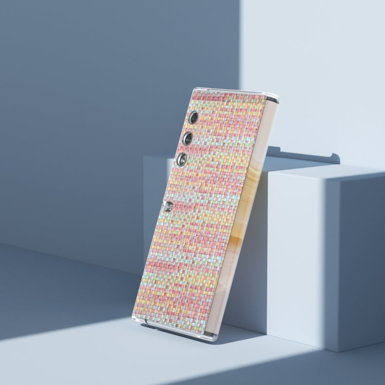 For Honor V Purse Colorful Rhombic Texture Transparent Frame PU Phone Case(Pink)