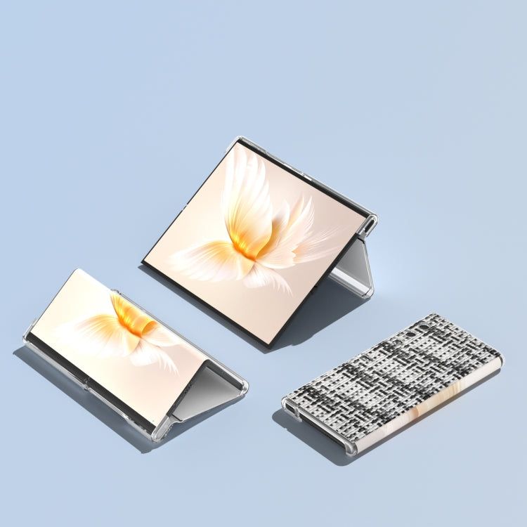 For Honor V Purse Colorful Rhombic Texture Transparent Frame PU Phone Case(Black White)