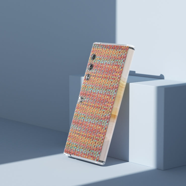 For Honor V Purse Colorful Rhombic Texture Transparent Frame PU Phone Case(Orange Red)