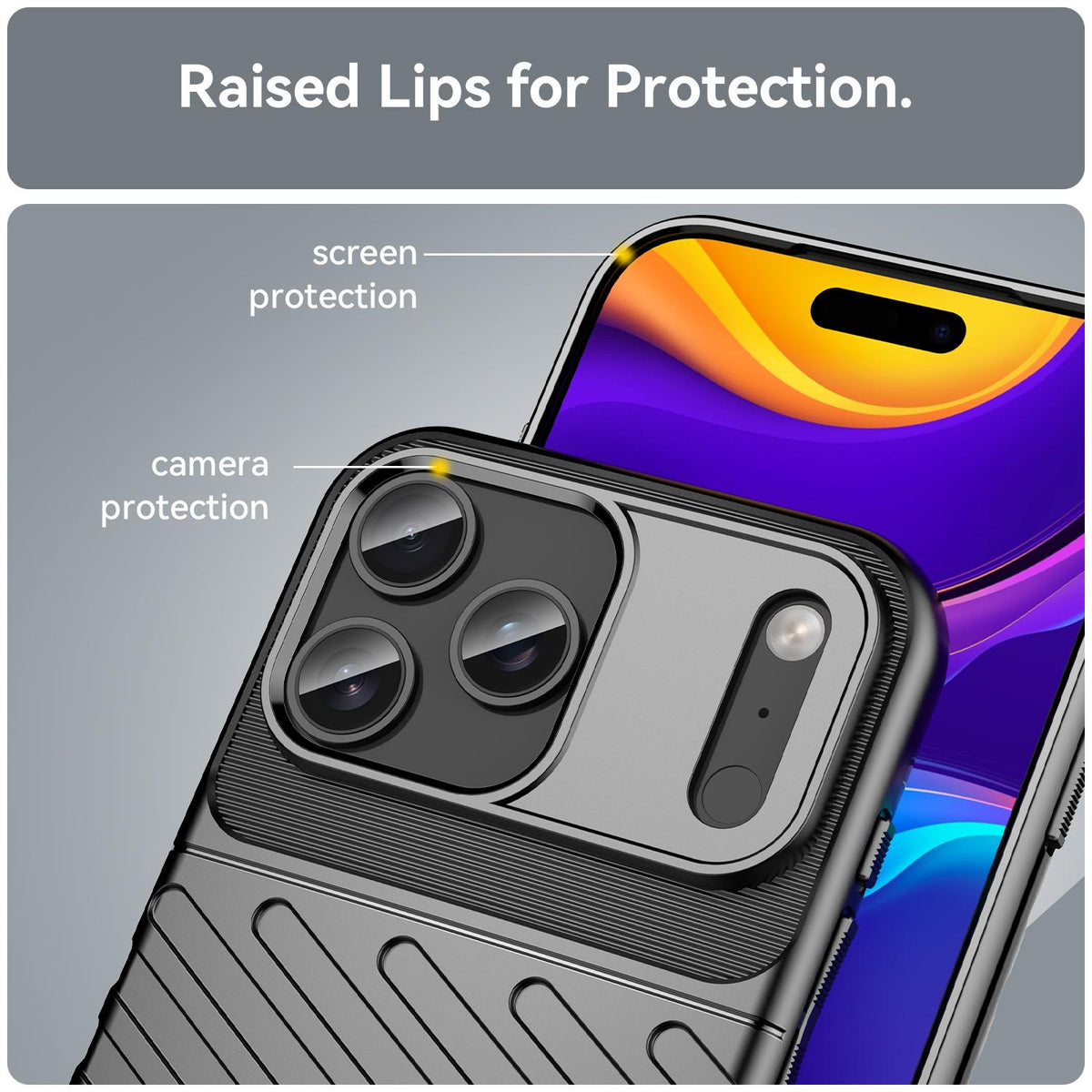 Compatible with iPhone 18 Pro Max Thunderbolt Shockproof Soft TPU Phone Case - Black