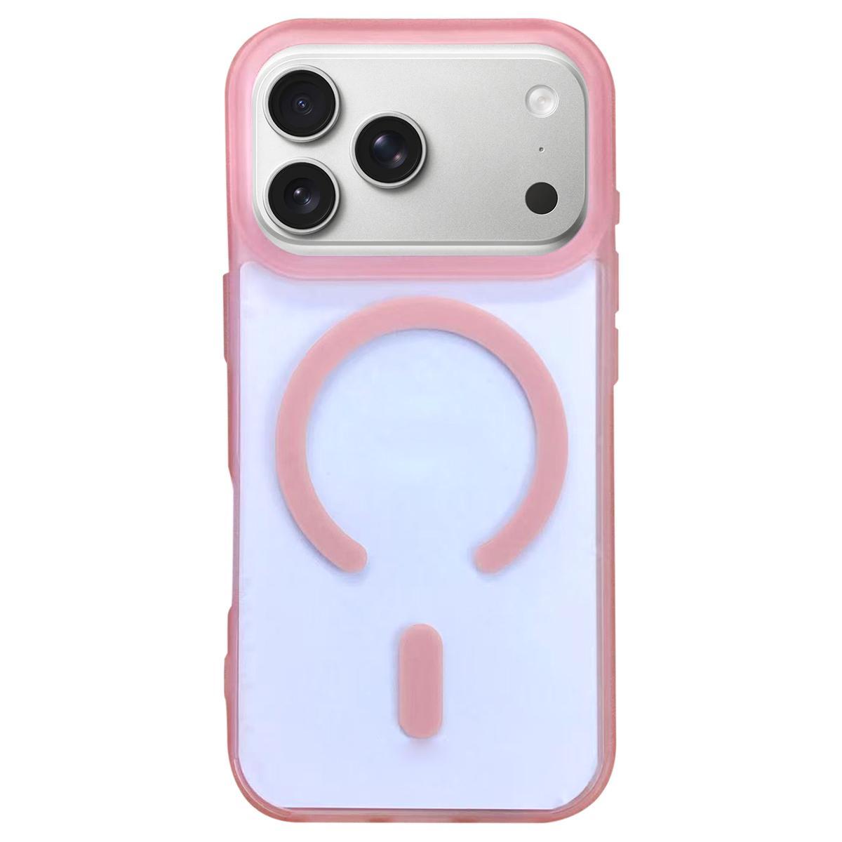 Compatible with iPhone 18 Pro Max Dual-Side Frosted MagSafe Clear Phone Case - Pink