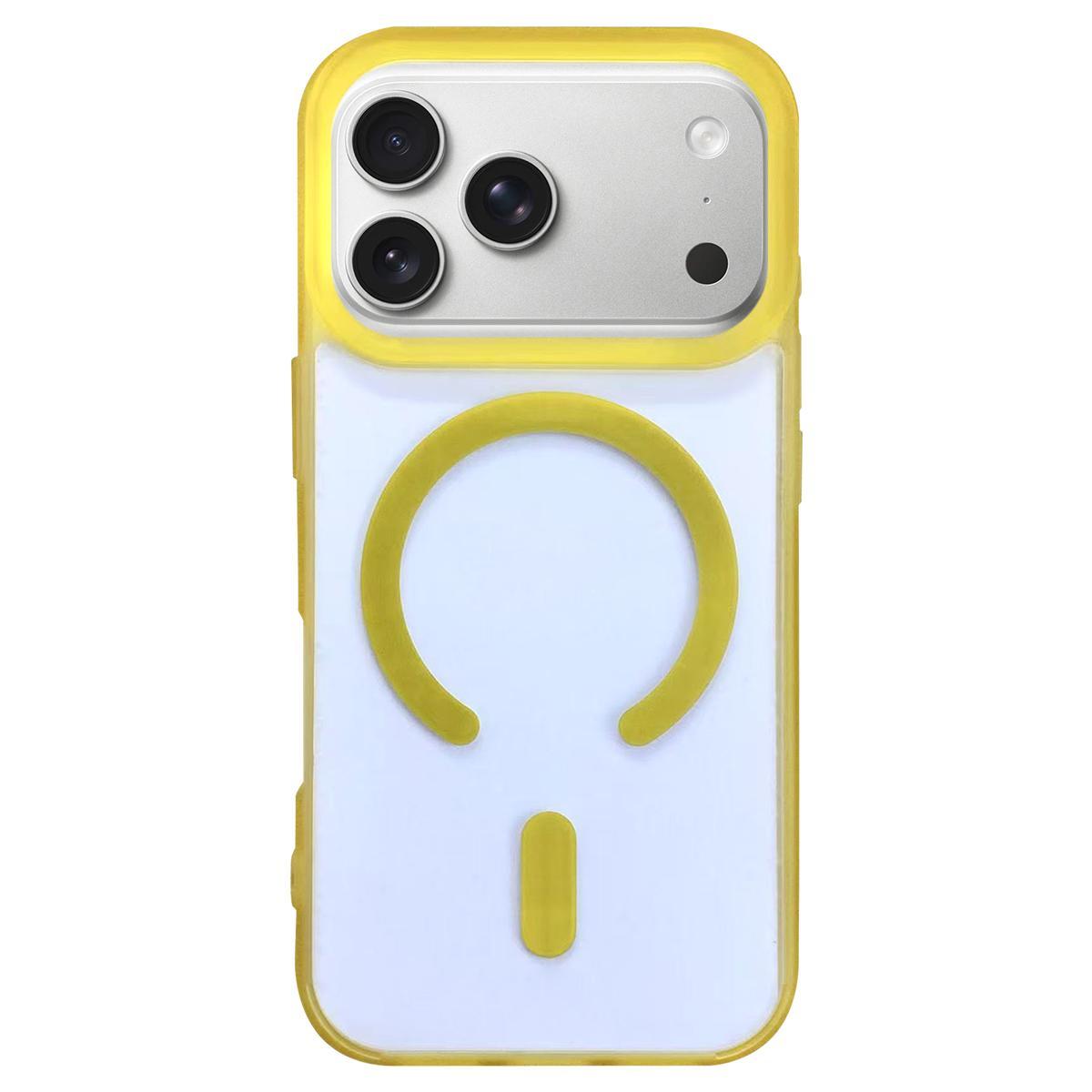 Compatible with iPhone 18 Pro Max Dual-Side Frosted MagSafe Clear Phone Case - Yellow