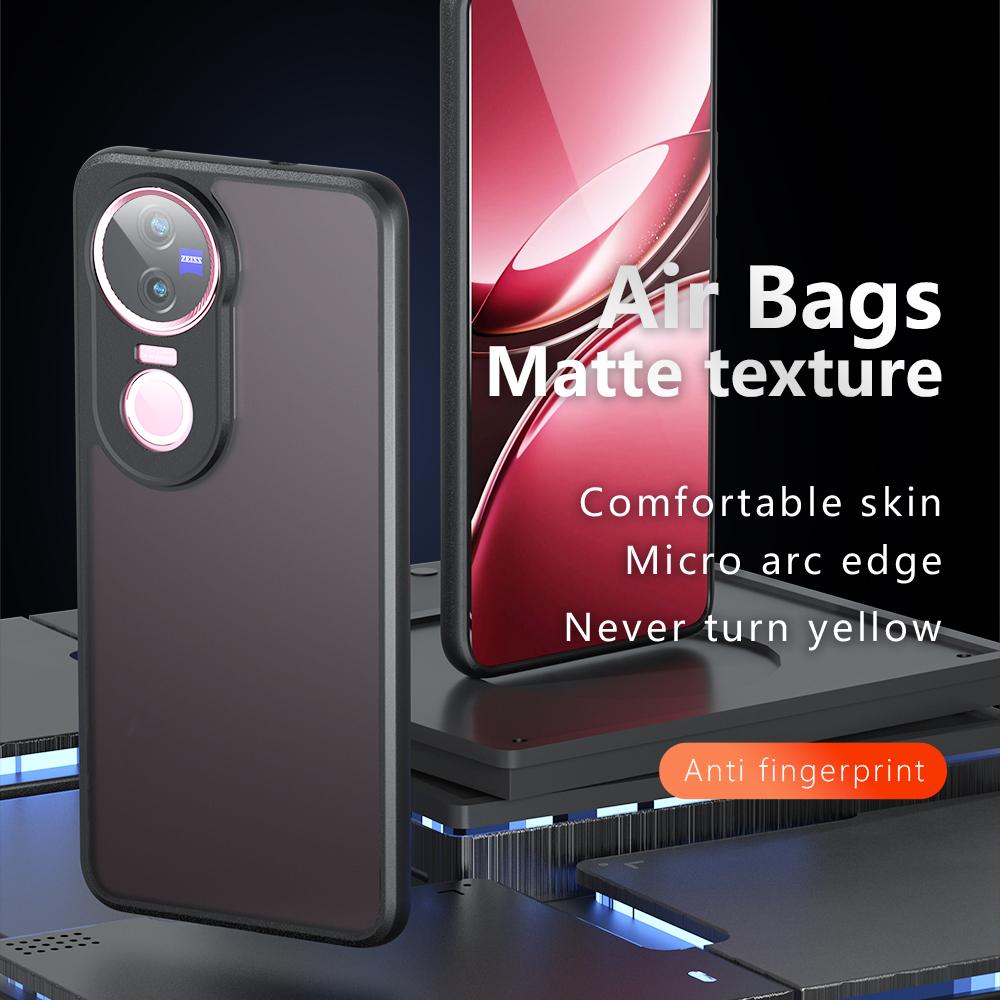 For vivo V50 Armor Precise Hole PC Hybrid TPU Phone Case(Frosted Black)