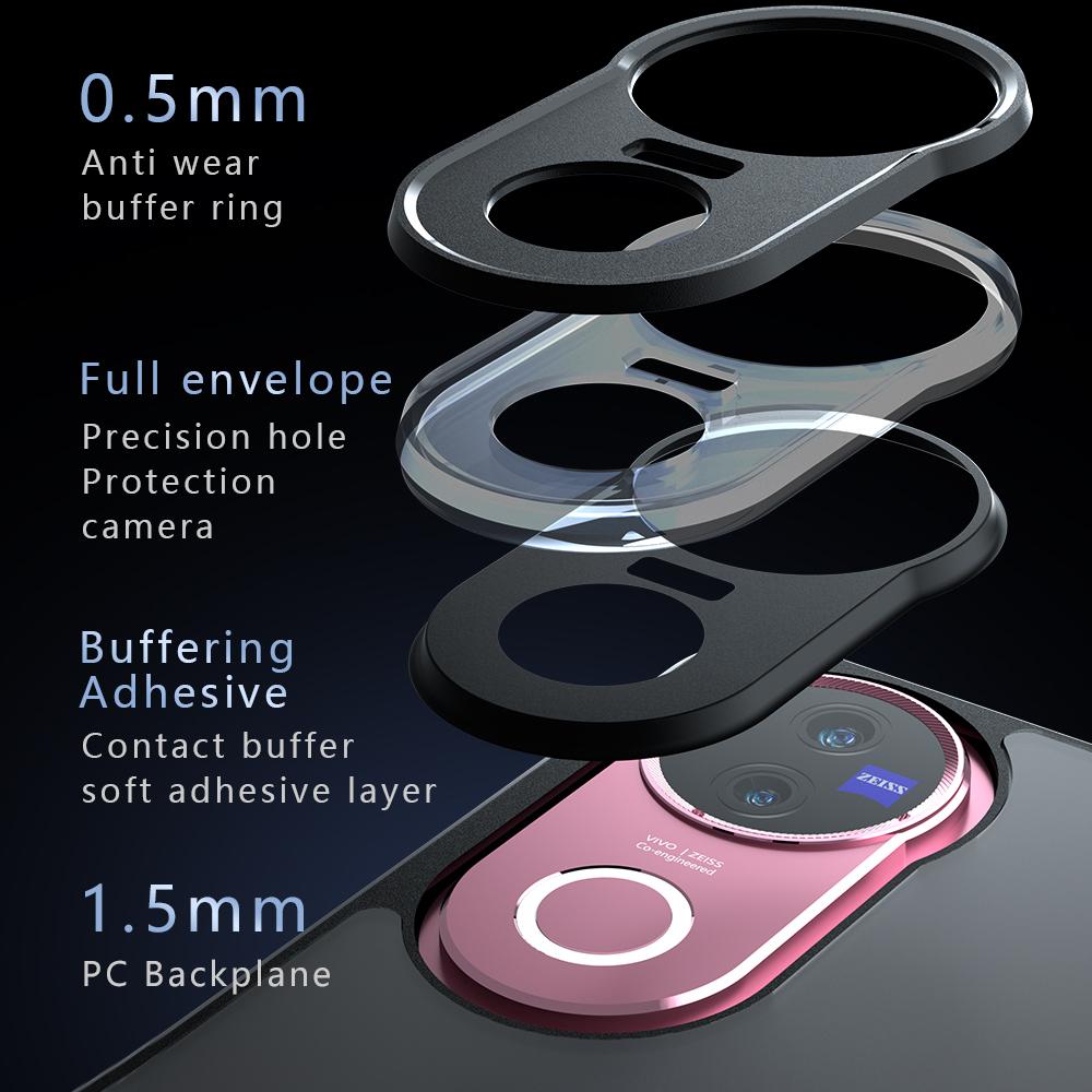 For vivo V50 Armor Precise Hole PC Hybrid TPU Phone Case(Frosted Black)