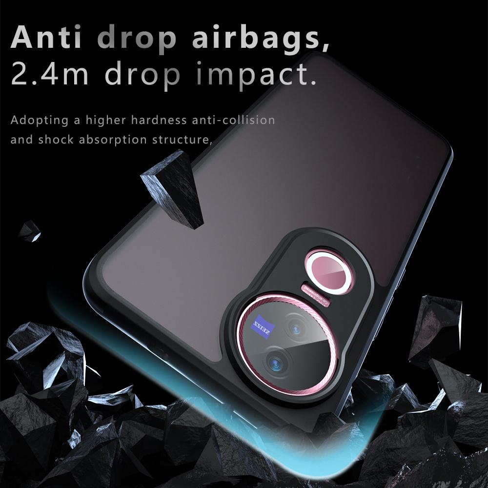 For vivo V50 Armor Precise Hole PC Hybrid TPU Phone Case(Frosted Black)