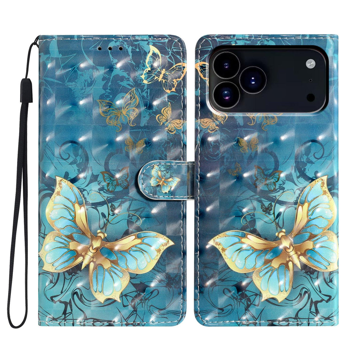 Compatible with iPhone 18 Pro Max 3D Pattern Leather Phone Case - 3D Butterfly
