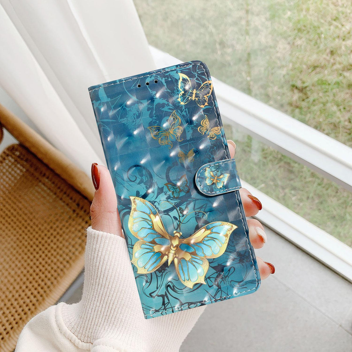 Compatible with iPhone 18 Pro Max 3D Pattern Leather Phone Case - 3D Butterfly