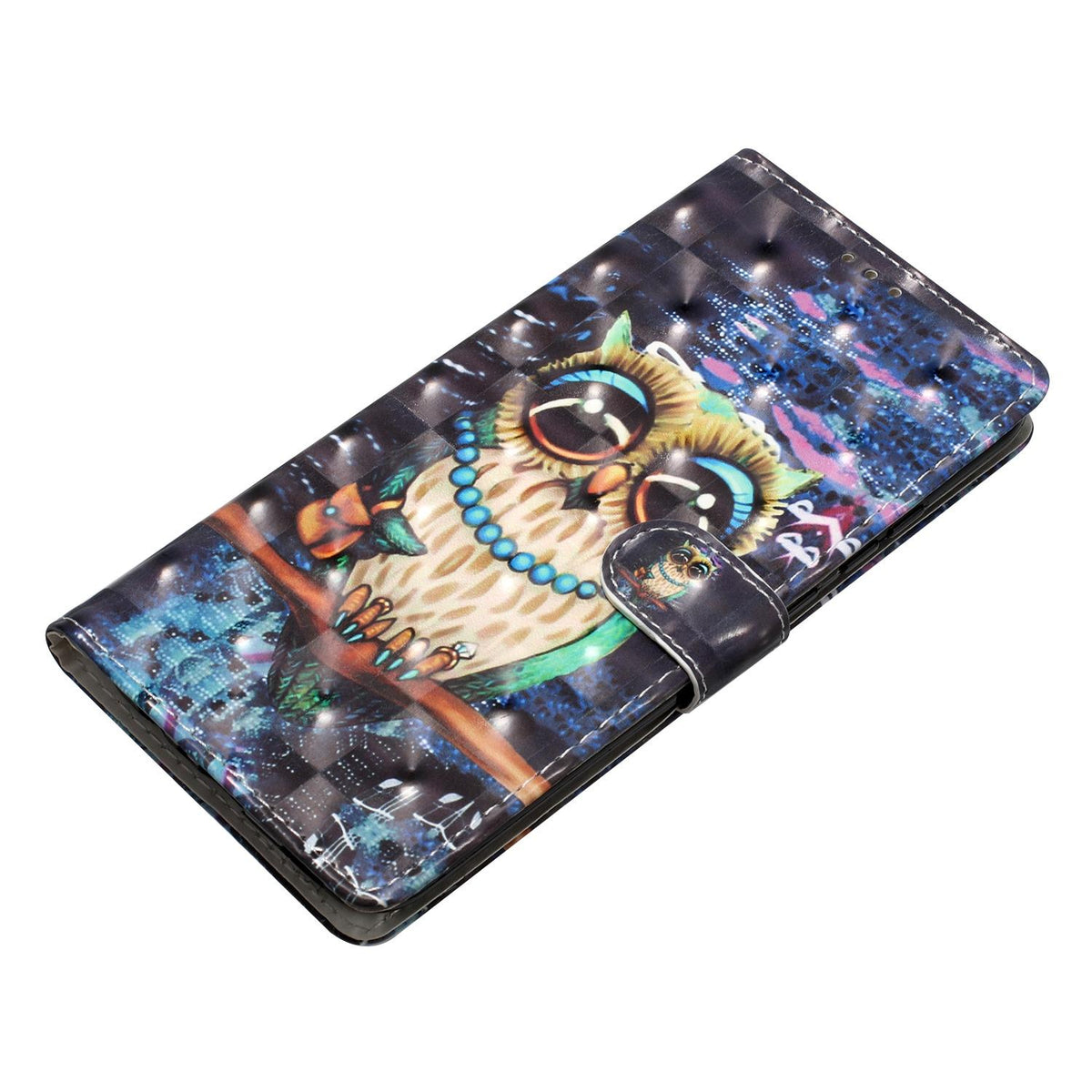 Compatible with iPhone 18 Pro Max 3D Pattern Leather Phone Case - Big-eyed owl