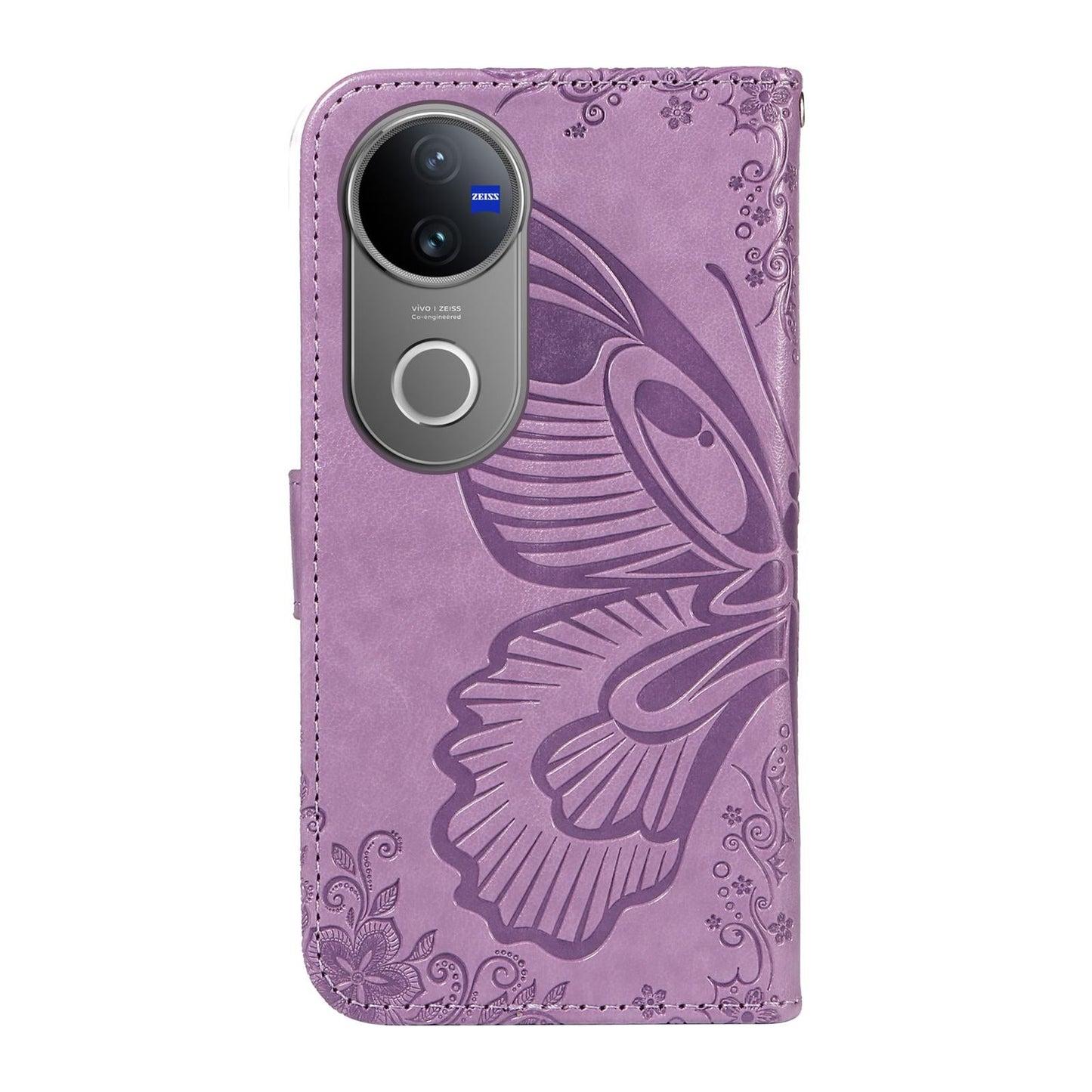 For vivo V50 5G Global Swallowtail Butterfly Embossed Leather Phone Case(Purple)