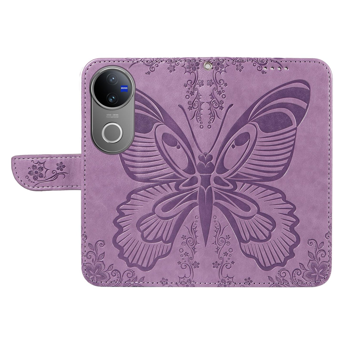 For vivo V50 5G Global Swallowtail Butterfly Embossed Leather Phone Case(Purple)