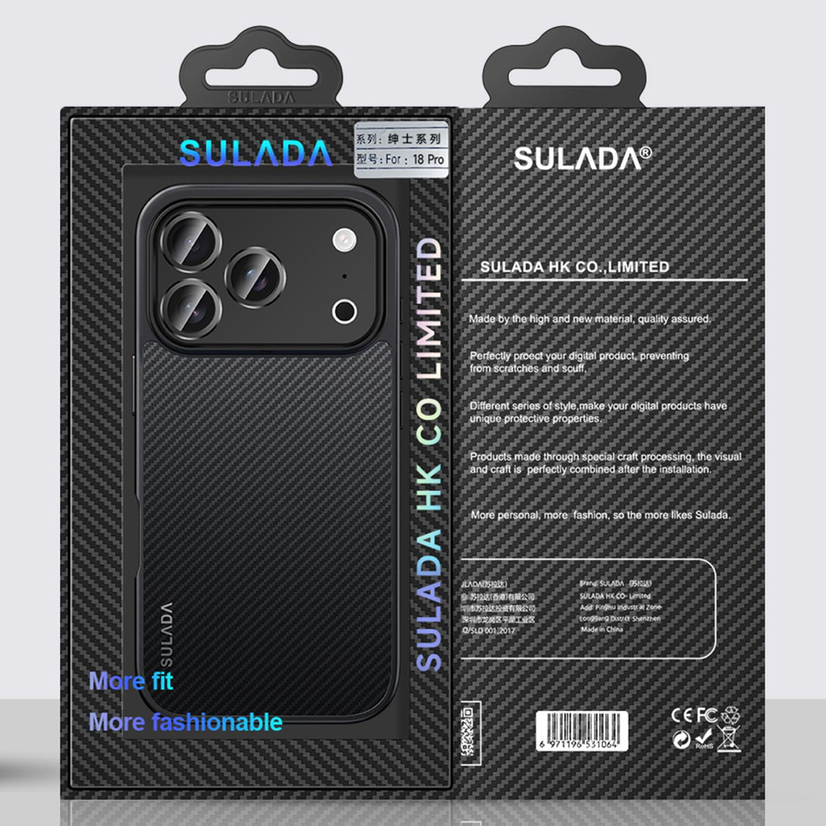 Compatible with iPhone 18 Pro Max SULADA 600D Kevlar Texture PC Shockproof Phone Case - Purple