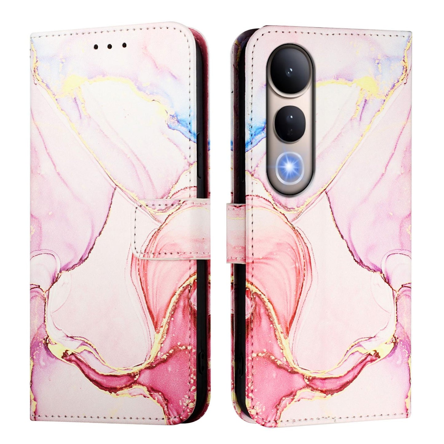 For vivo V50 Lite PT003 Marble Pattern Flip Leather Phone Case(Rose Gold)