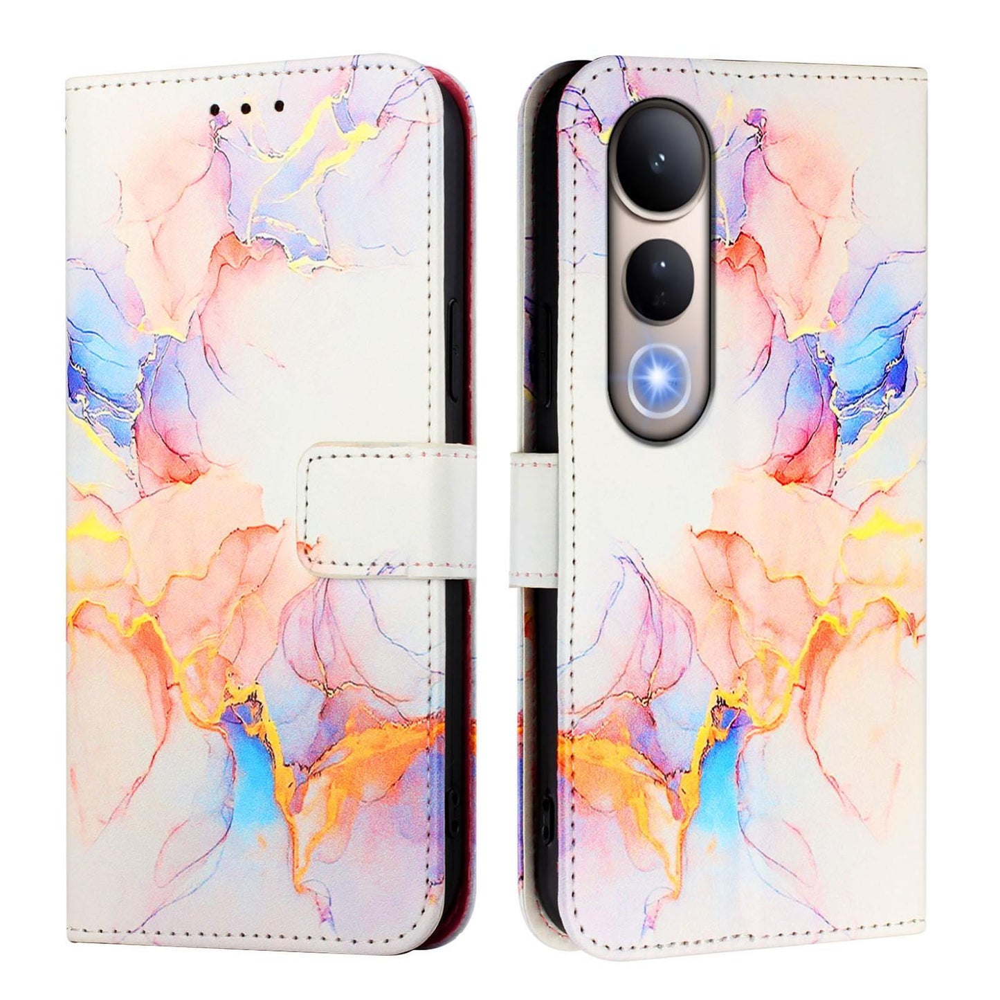 For vivo V50 Lite PT003 Marble Pattern Flip Leather Phone Case(Marble White)