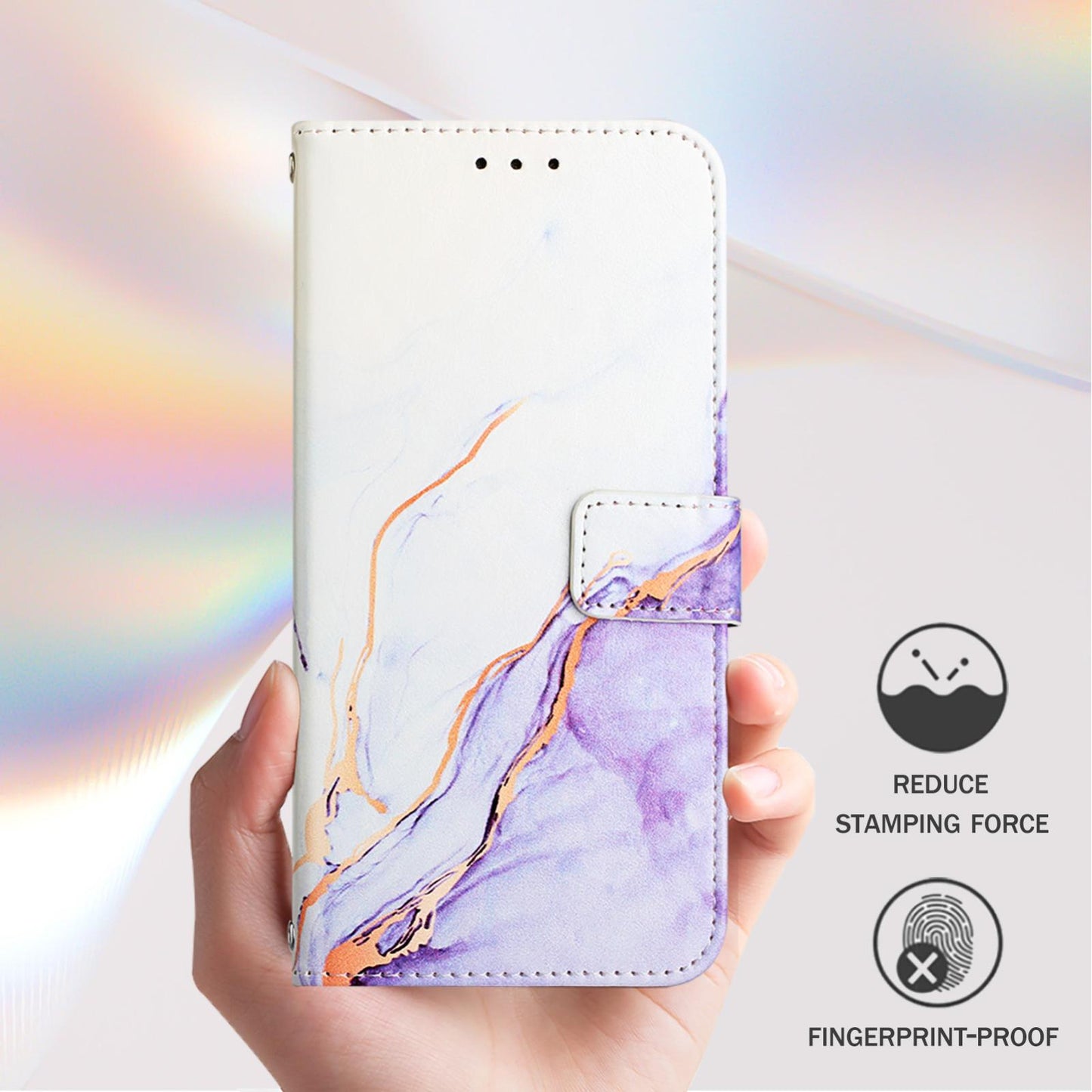 For vivo V50 Lite PT003 Marble Pattern Flip Leather Phone Case(White Purple)