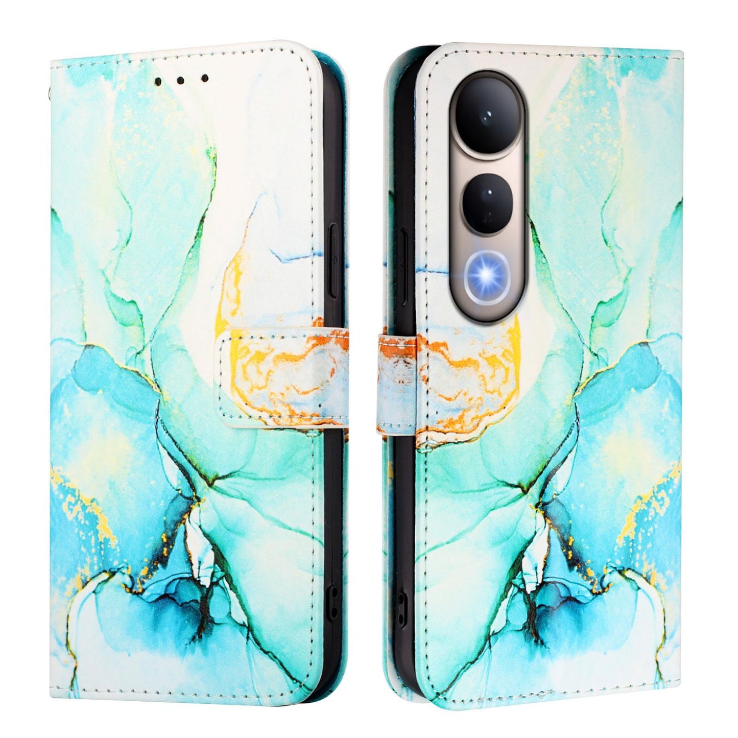 For vivo V50 Lite PT003 Marble Pattern Flip Leather Phone Case(Green)