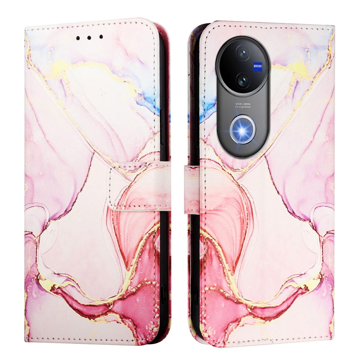 For vivo V50 PT003 Marble Pattern Flip Leather Phone Case(Rose Gold)