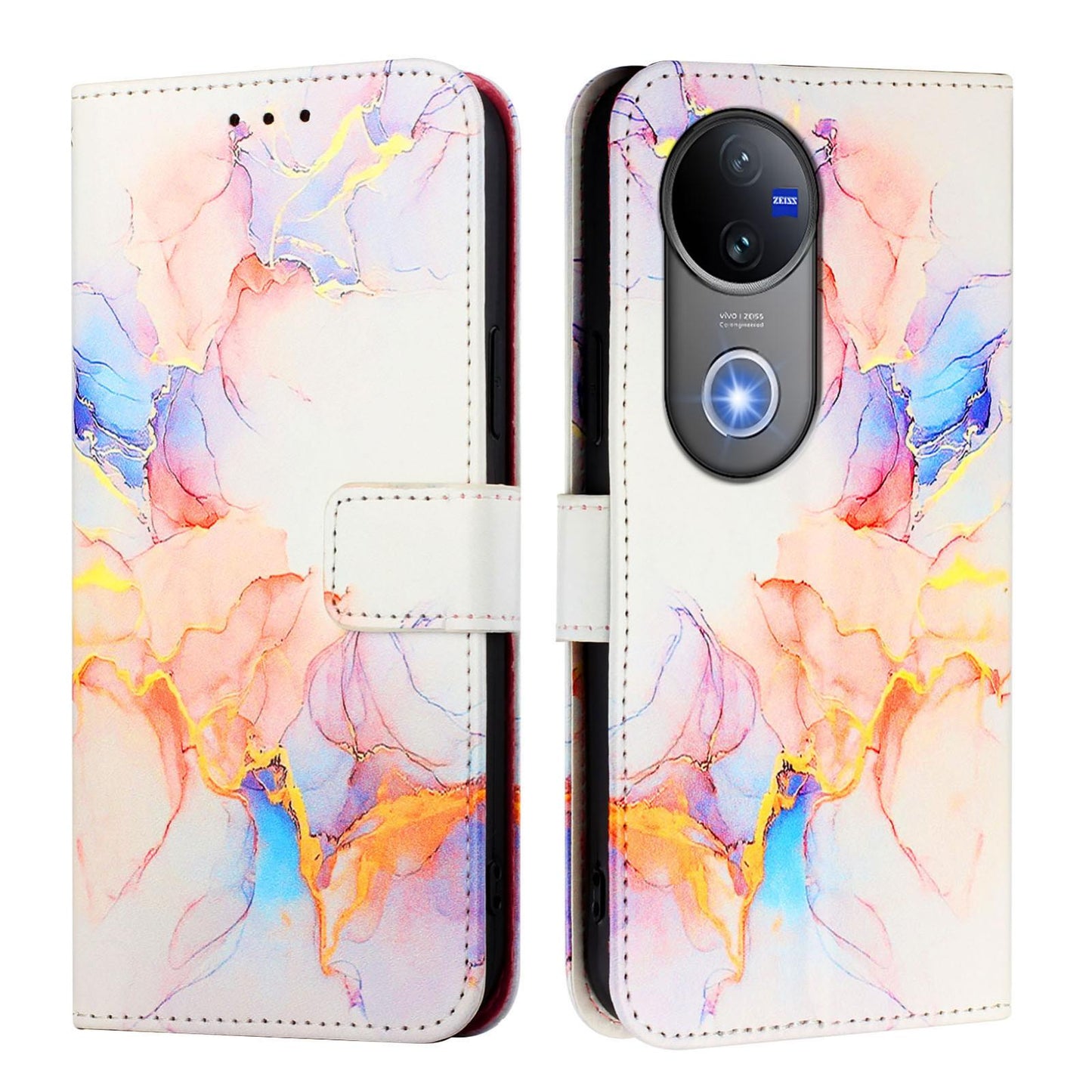 For vivo V50 PT003 Marble Pattern Flip Leather Phone Case(Marble White)