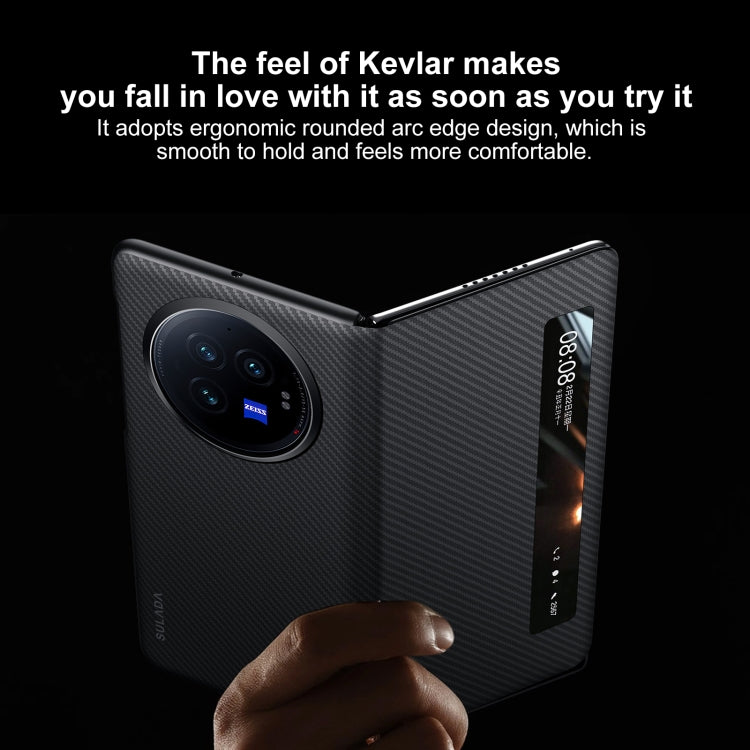 For vivo X Fold3 Pro SULADA Kevlar 600D Texture Smart Window Leather Phone Case(Black)