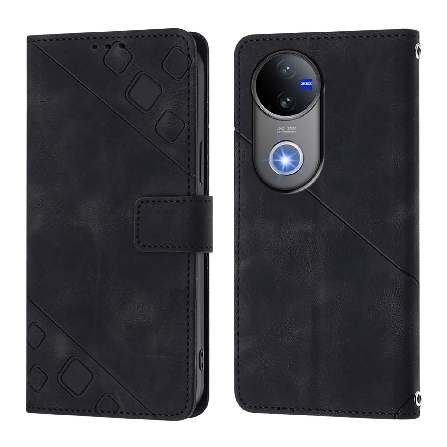 For vivo V50 5G Global Skin Feel Embossed Leather Phone Case(Black)
