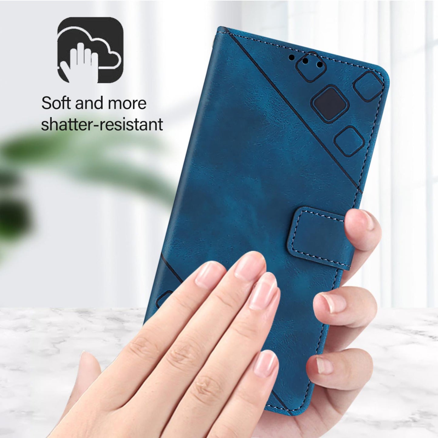 For vivo V50 5G Global Skin Feel Embossed Leather Phone Case(Blue)