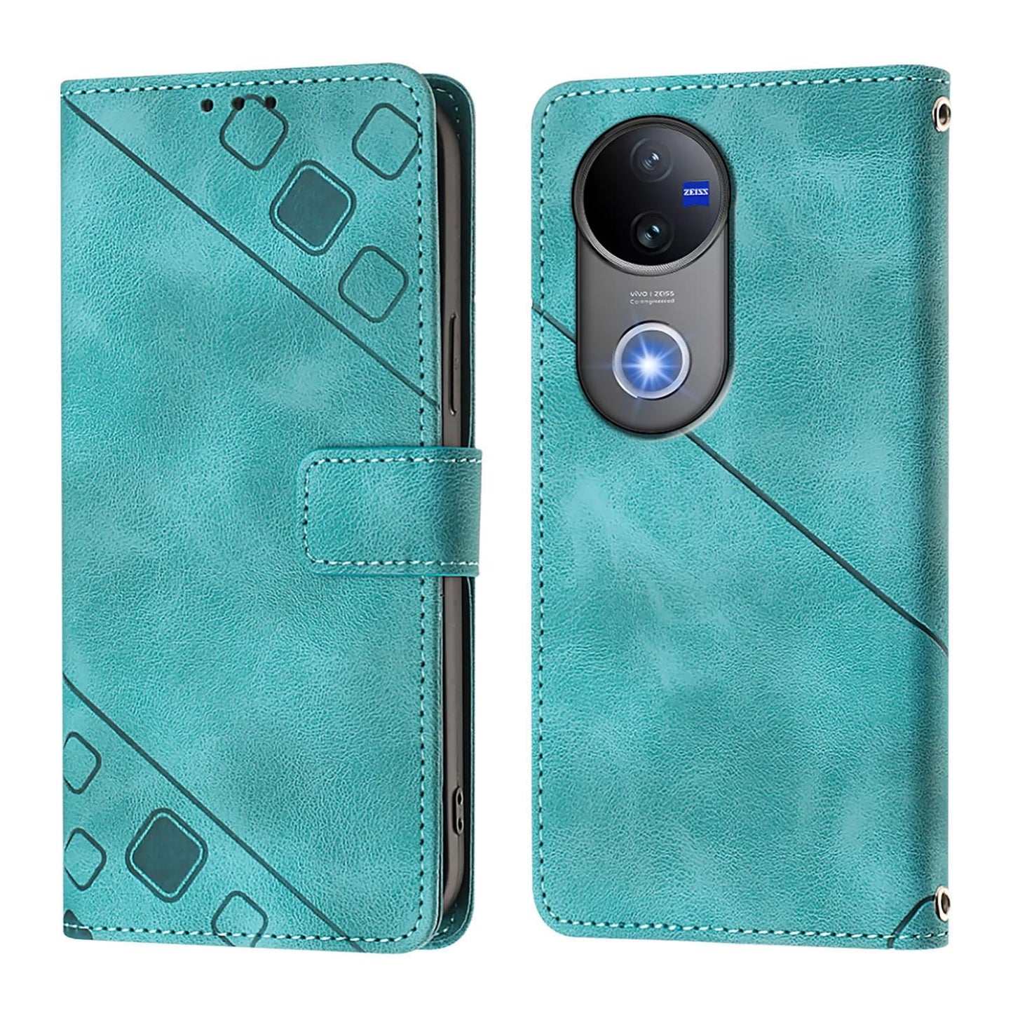 For vivo V50 5G Global Skin Feel Embossed Leather Phone Case(Green)