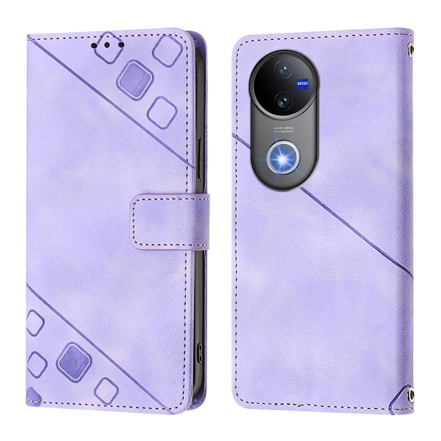 For vivo V50 5G Global Skin Feel Embossed Leather Phone Case(Light Purple)