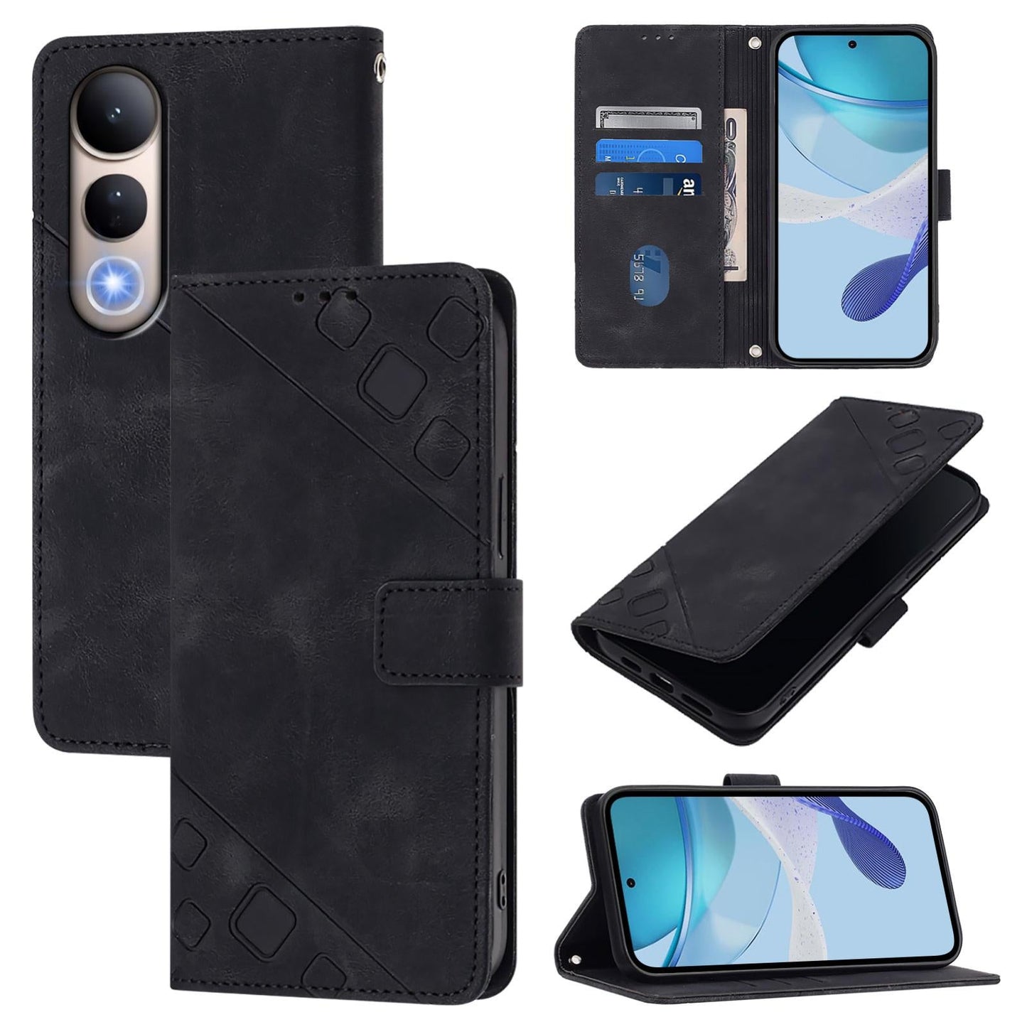 For vivo V50 Lite 5G Skin Feel Embossed Leather Phone Case(Black)