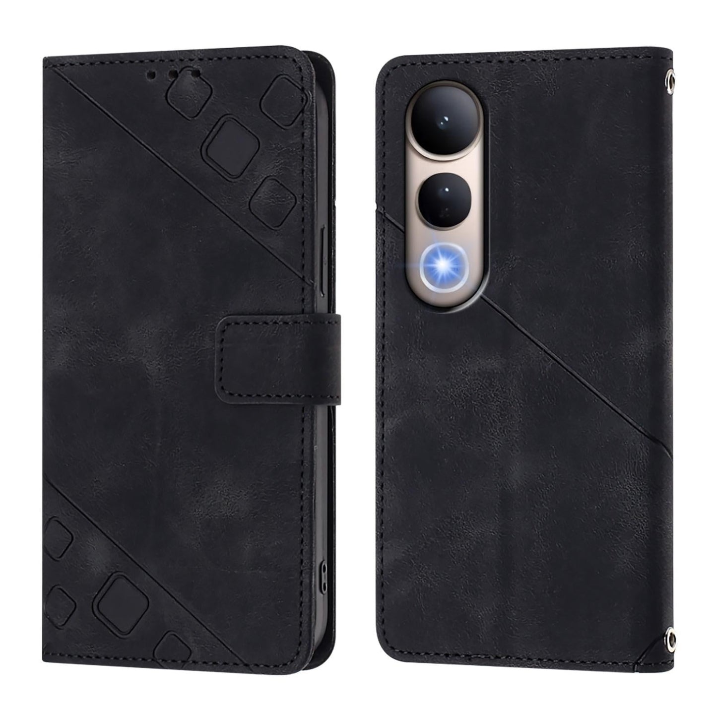 For vivo V50 Lite 5G Skin Feel Embossed Leather Phone Case(Black)