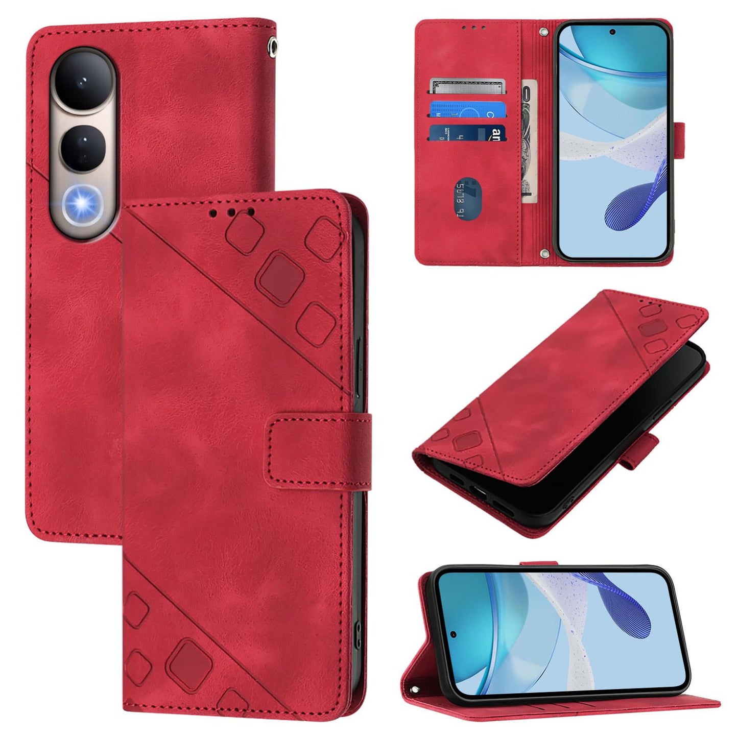 For vivo V50 Lite 5G Skin Feel Embossed Leather Phone Case(Red)