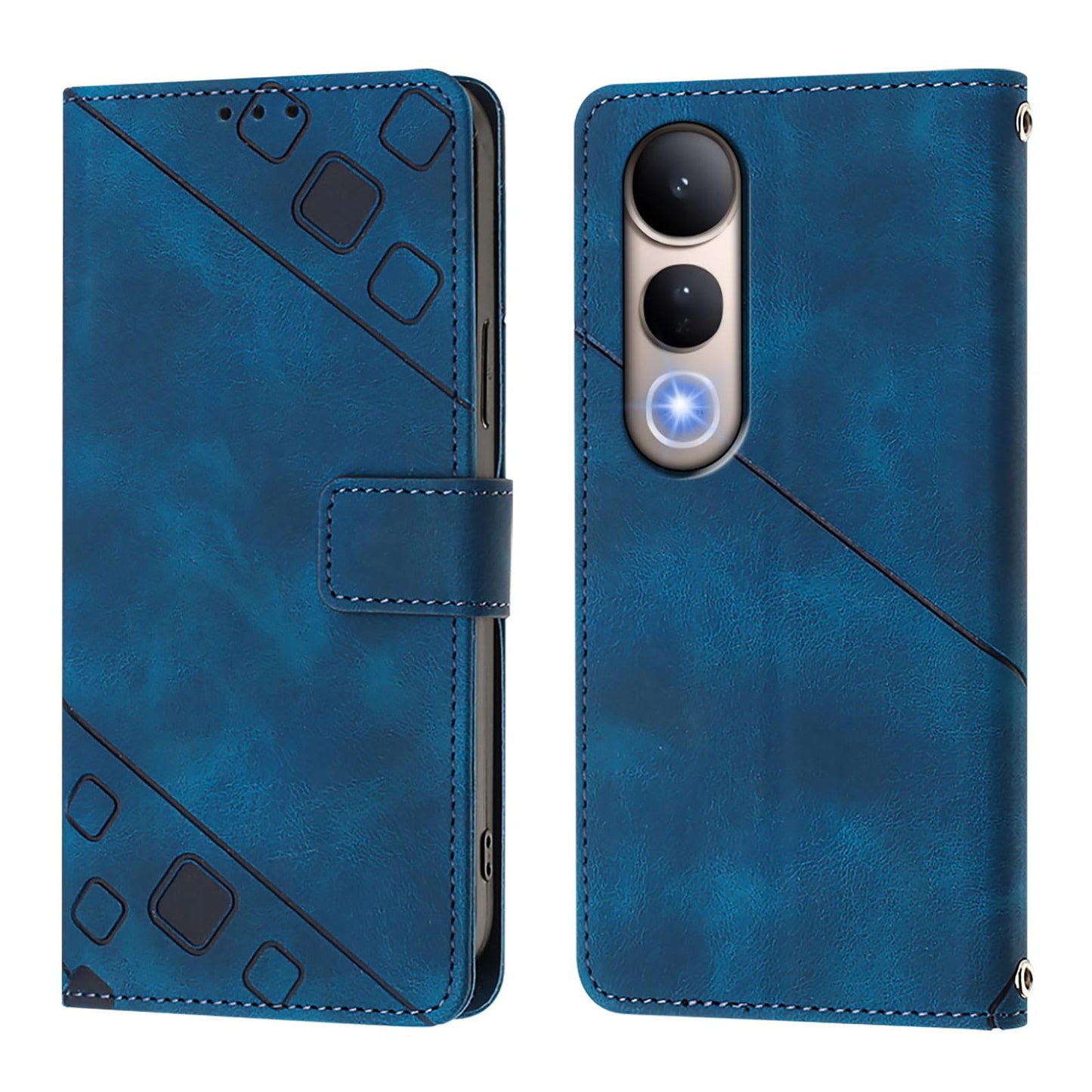 For vivo V50 Lite 5G Skin Feel Embossed Leather Phone Case(Blue)