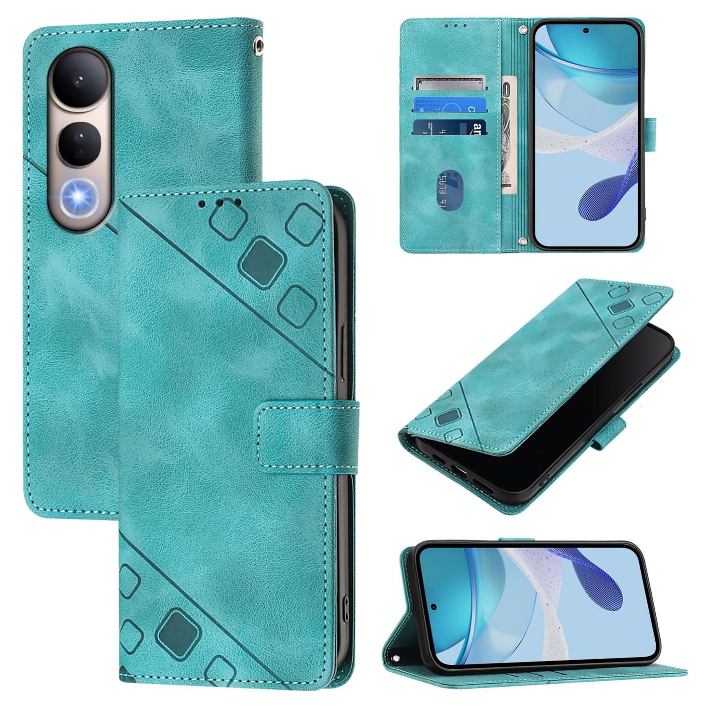 For vivo V50 Lite 5G Skin Feel Embossed Leather Phone Case(Green)
