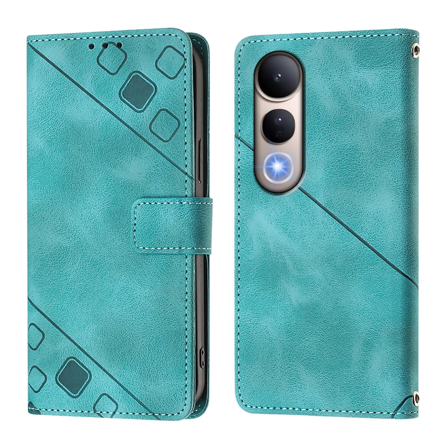 For vivo V50 Lite 5G Skin Feel Embossed Leather Phone Case(Green)