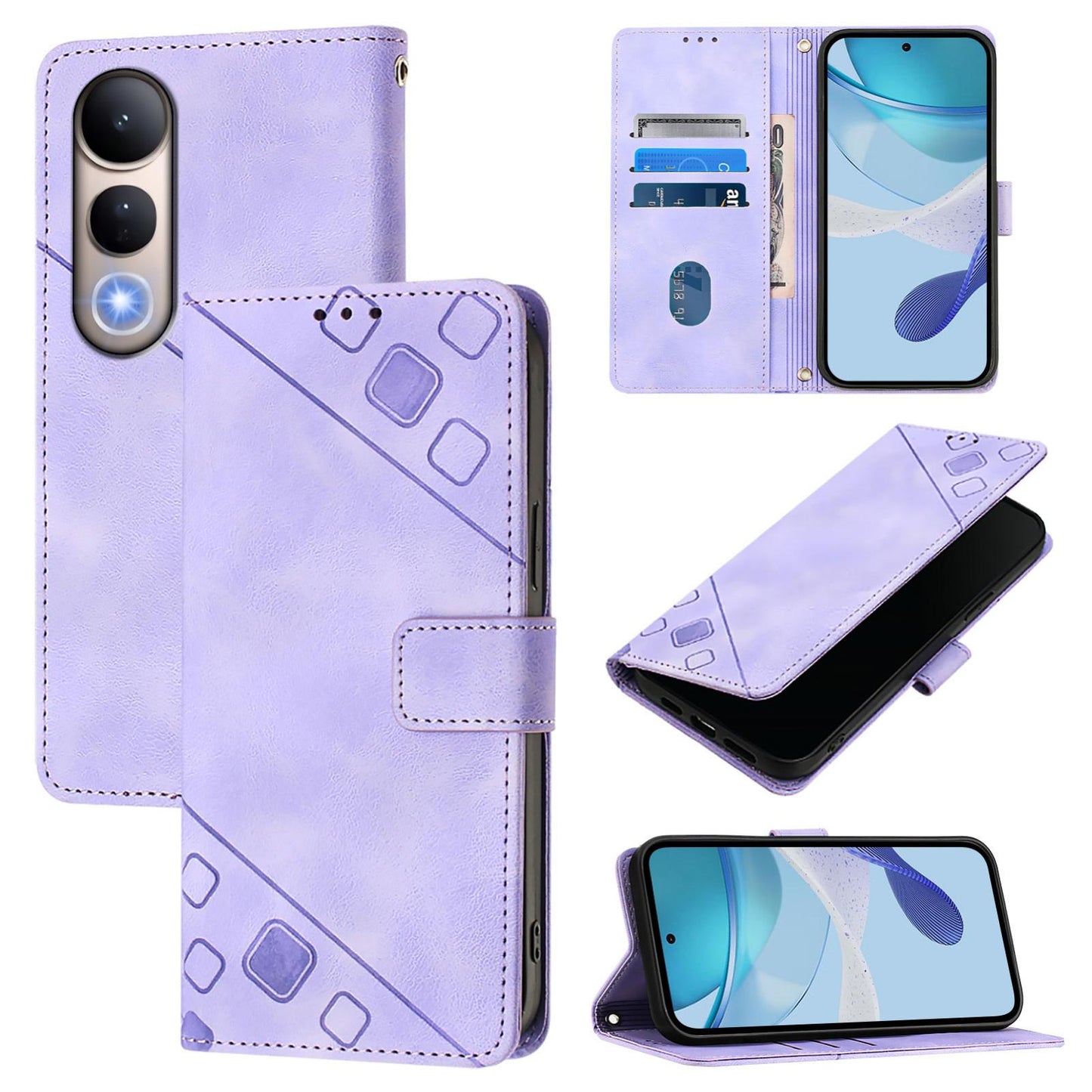 For vivo V50 Lite 5G Skin Feel Embossed Leather Phone Case(Light Purple)