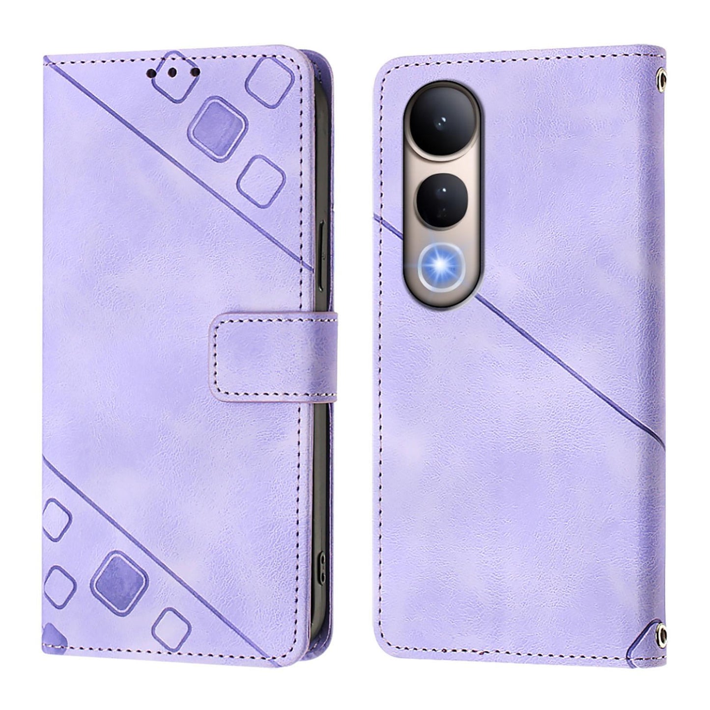 For vivo V50 Lite 5G Skin Feel Embossed Leather Phone Case(Light Purple)