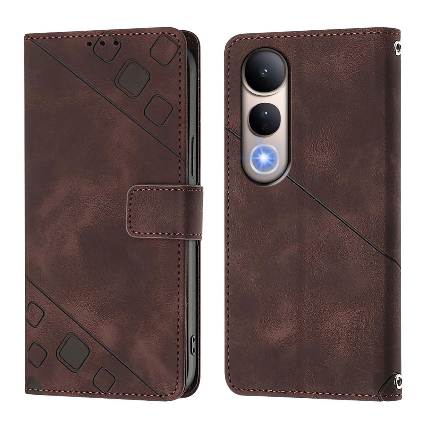 For vivo V50 Lite 5G Skin Feel Embossed Leather Phone Case(Brown)
