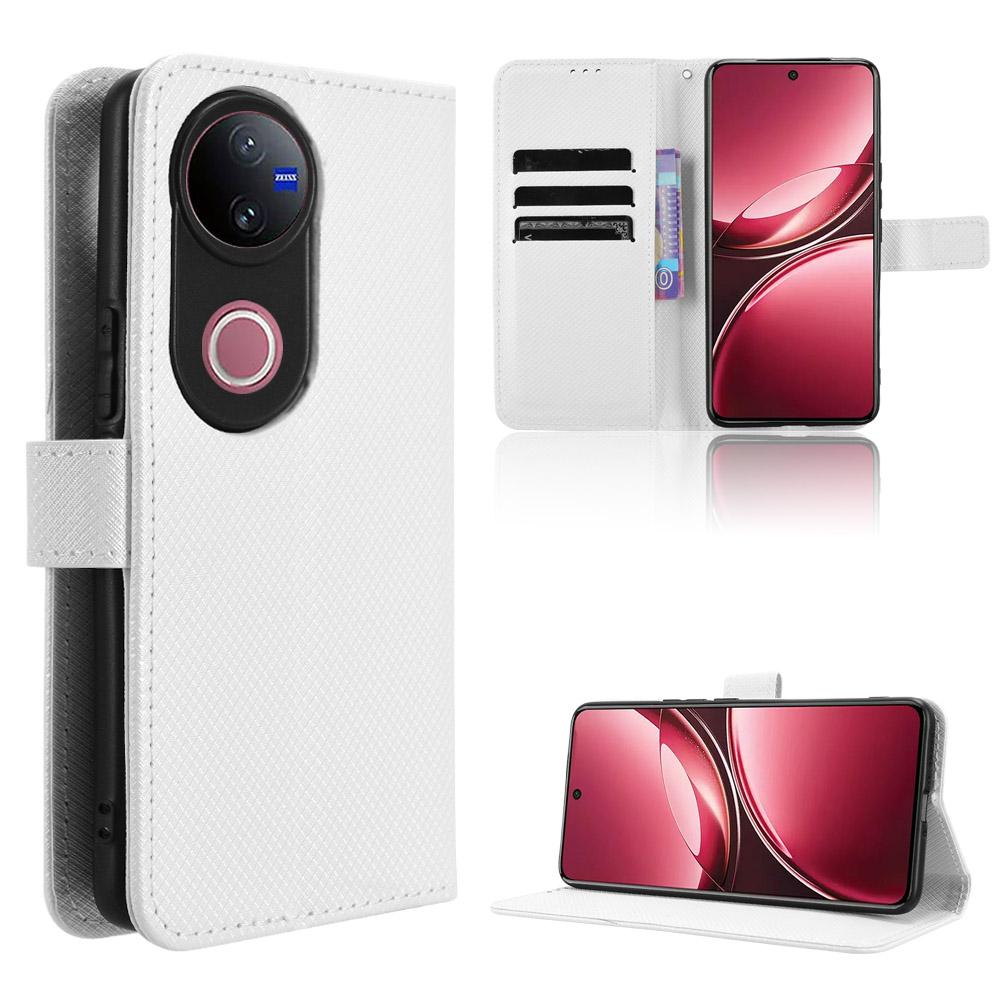For vivo V50 5G Diamond Texture Leather Phone Case(White)